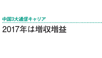 中国3大通信キャリア　2017年は増収増益