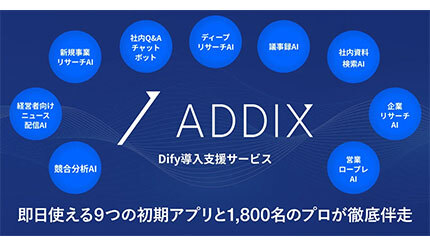 ADDIXが「Dify導入支援サービス」を提供開始　生成AIの実務業務への定着支援